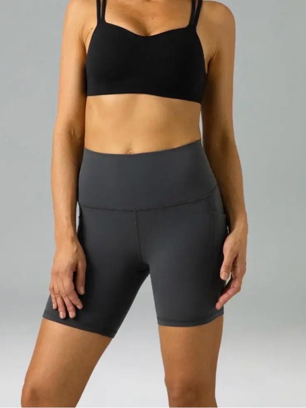 High-Waist Athletic Bike Shorts — Charcoal